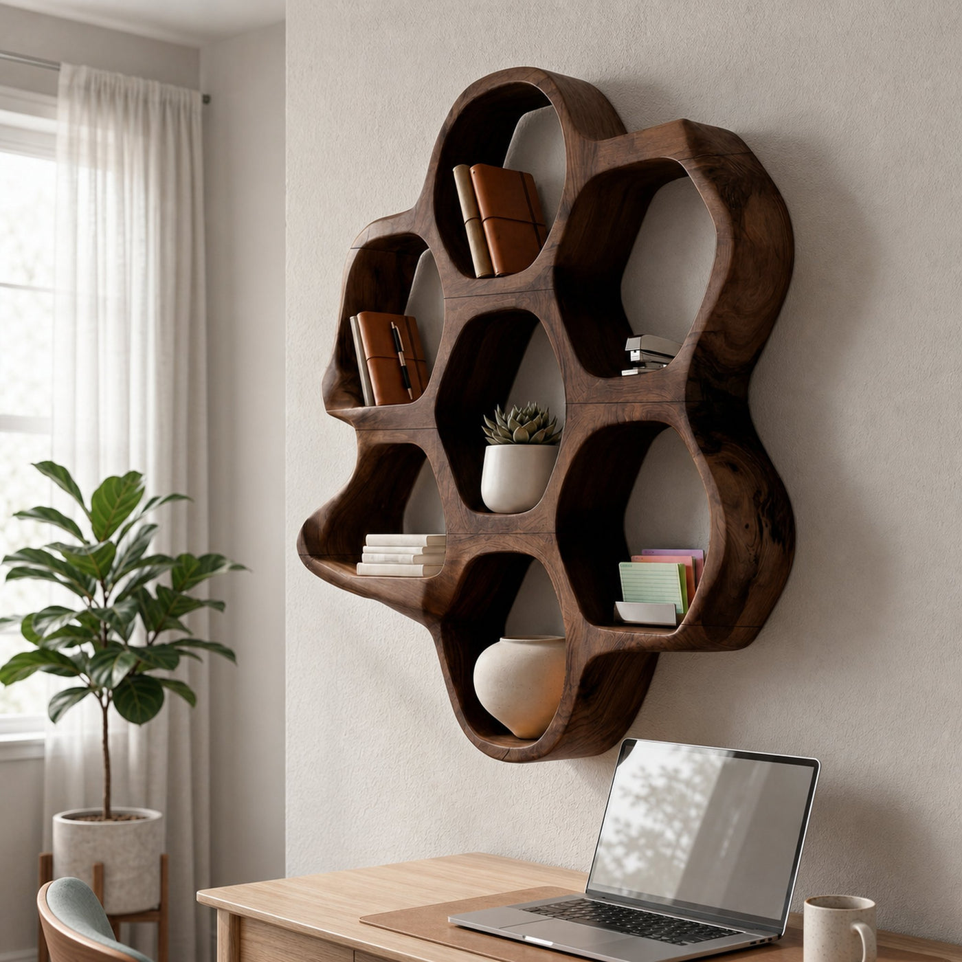Mid Century Wall Shelf For Hallway Entryway Use - product view 7