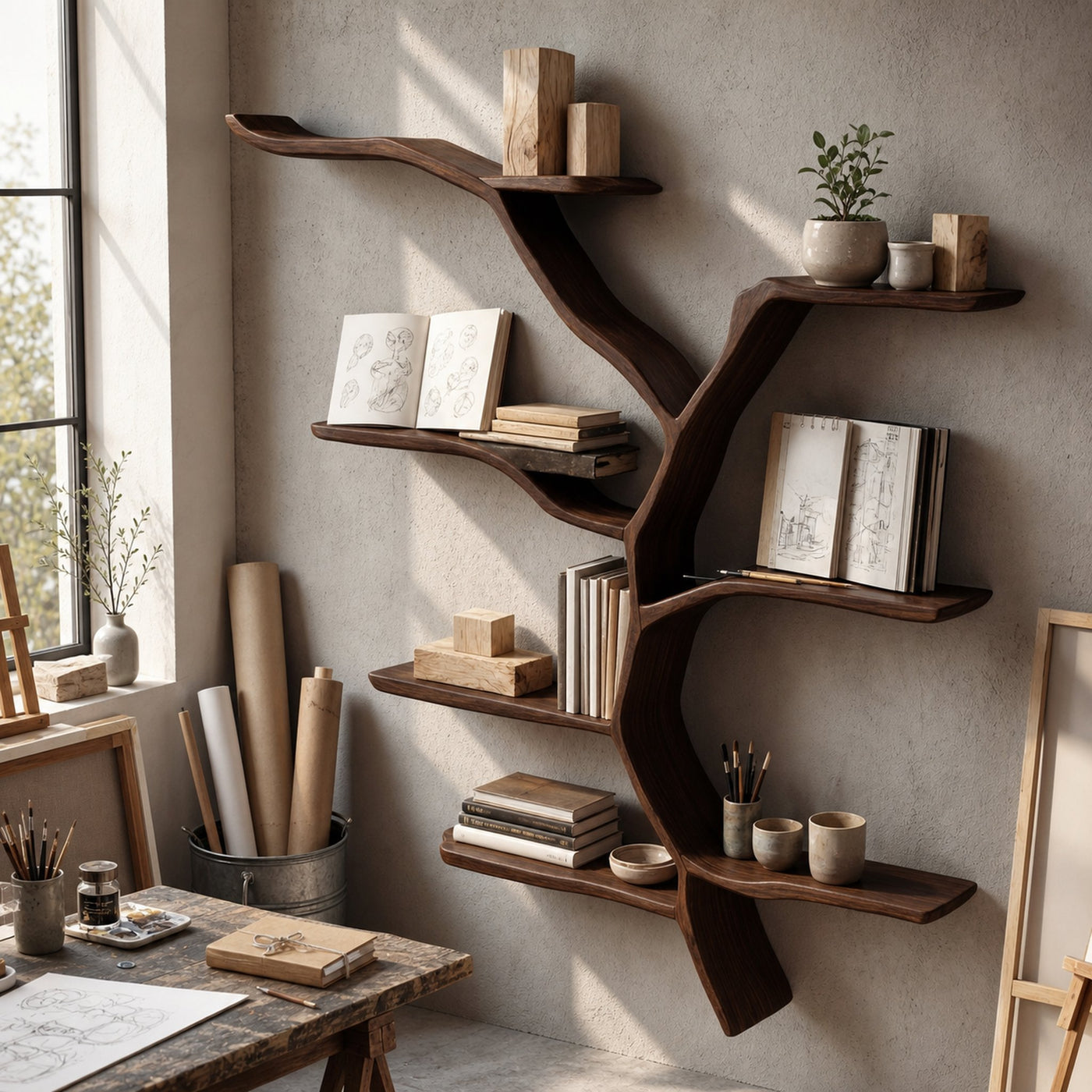 Mid Century Wall Shelf For Living Room Storage Decor - product view 7