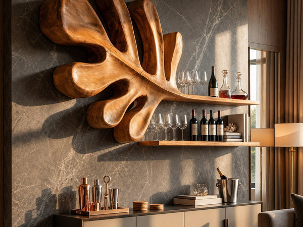 Mid Century Wall Wine Holder For Kitchen Beverage Storage Nook