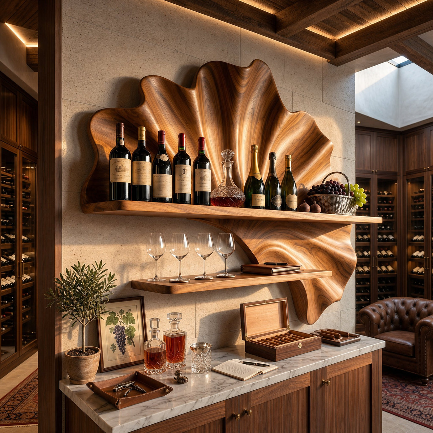 Mid Century Wall Wine Rack For Condo Beverage Accent Storage - product view 6