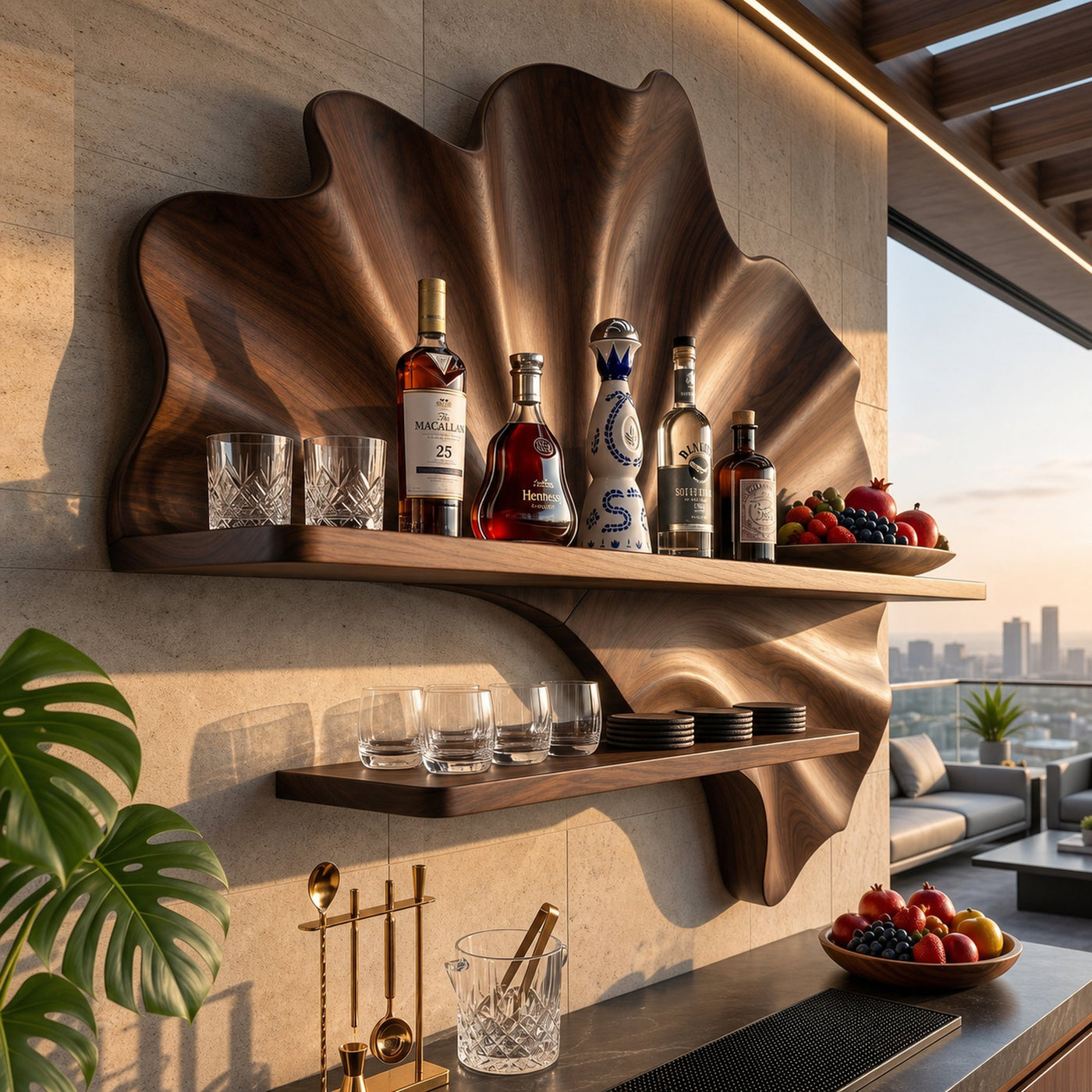 Mid Century Wall Wine Rack For Condo Beverage Accent Storage - product view 7