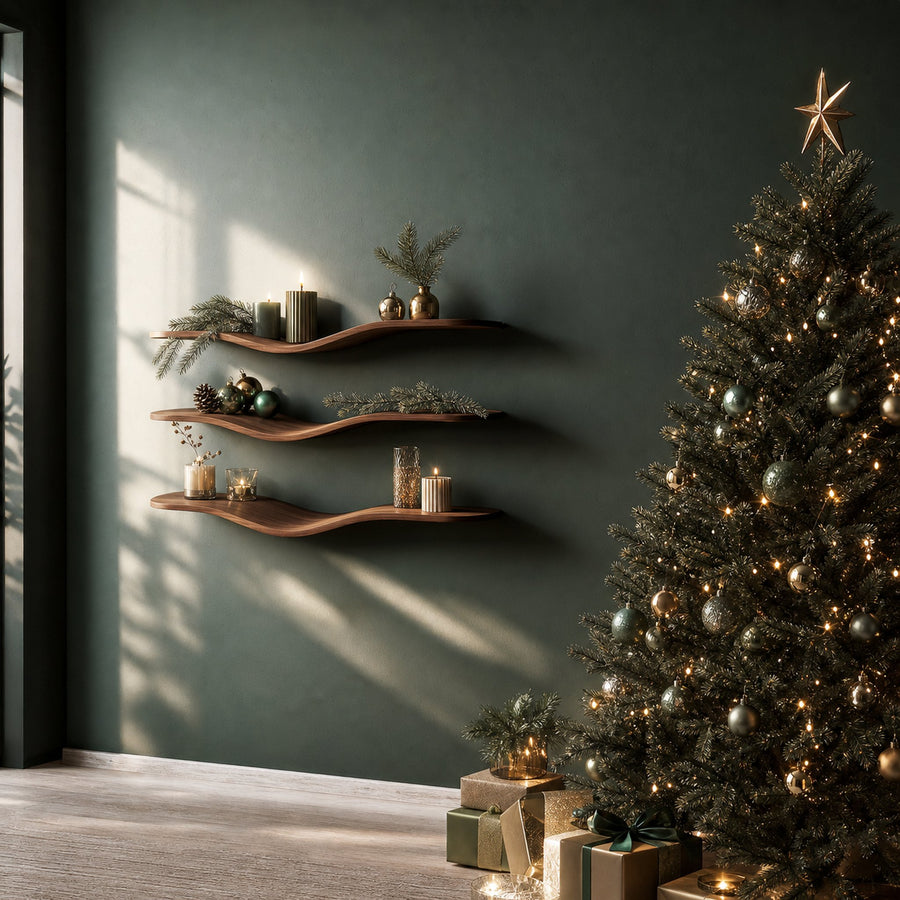 Mid Century Wave Wall Shelf Christmas Holiday Display