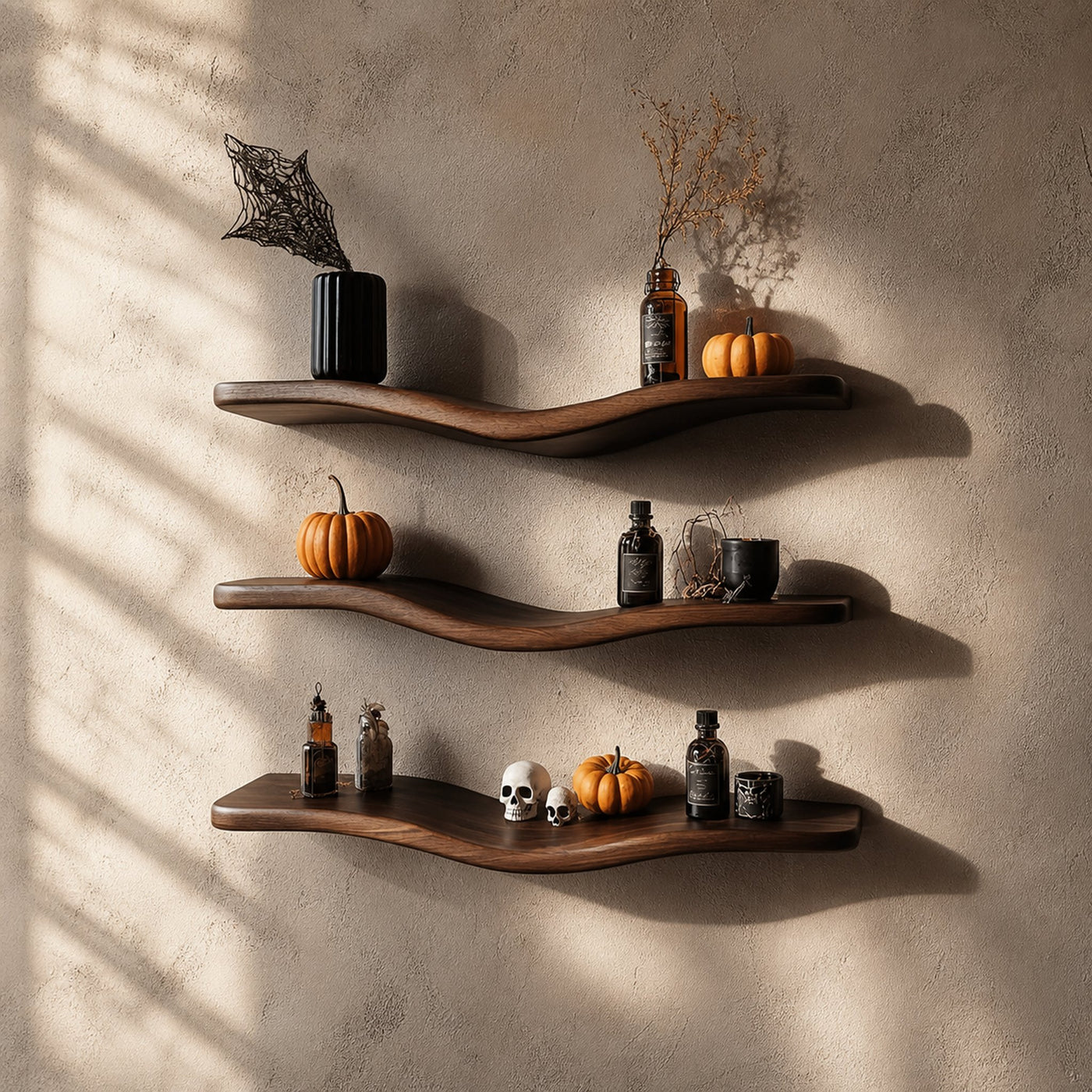Mid Century Wavy Shelf Halloween Accent Modern Entryway