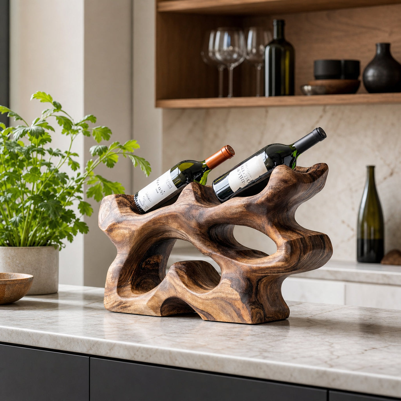 Mid Century Wine Holder For Furniture Compact Storage