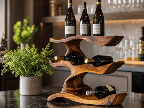 Driftform Narrows Solid Wood Tabletop Wine Rack