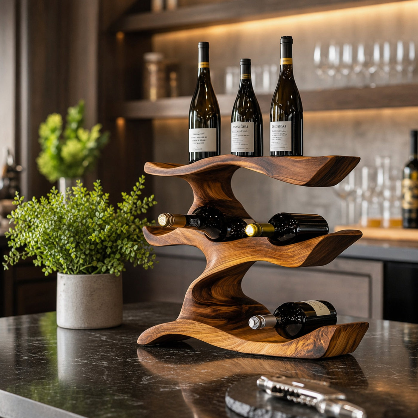 Mid Century Wine Holder For Living Room Modern Display