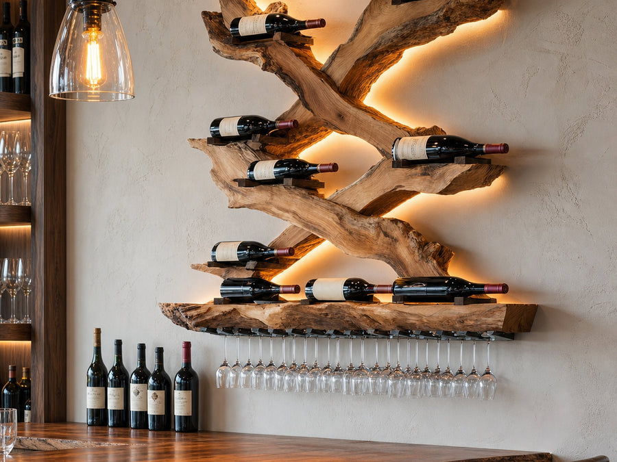 Bough Crestview Solid Wood Wall-Mounted Wine Rack