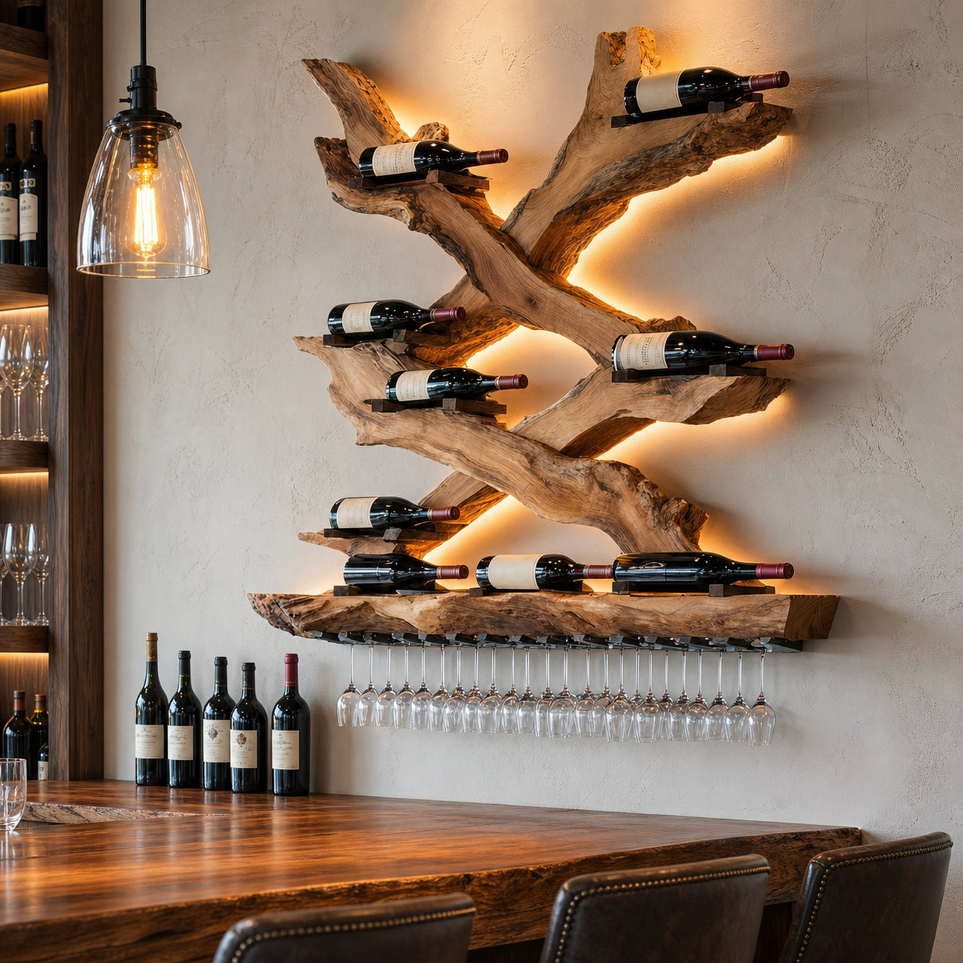 Mid Century Wine Rack For Living Room Bottle Display