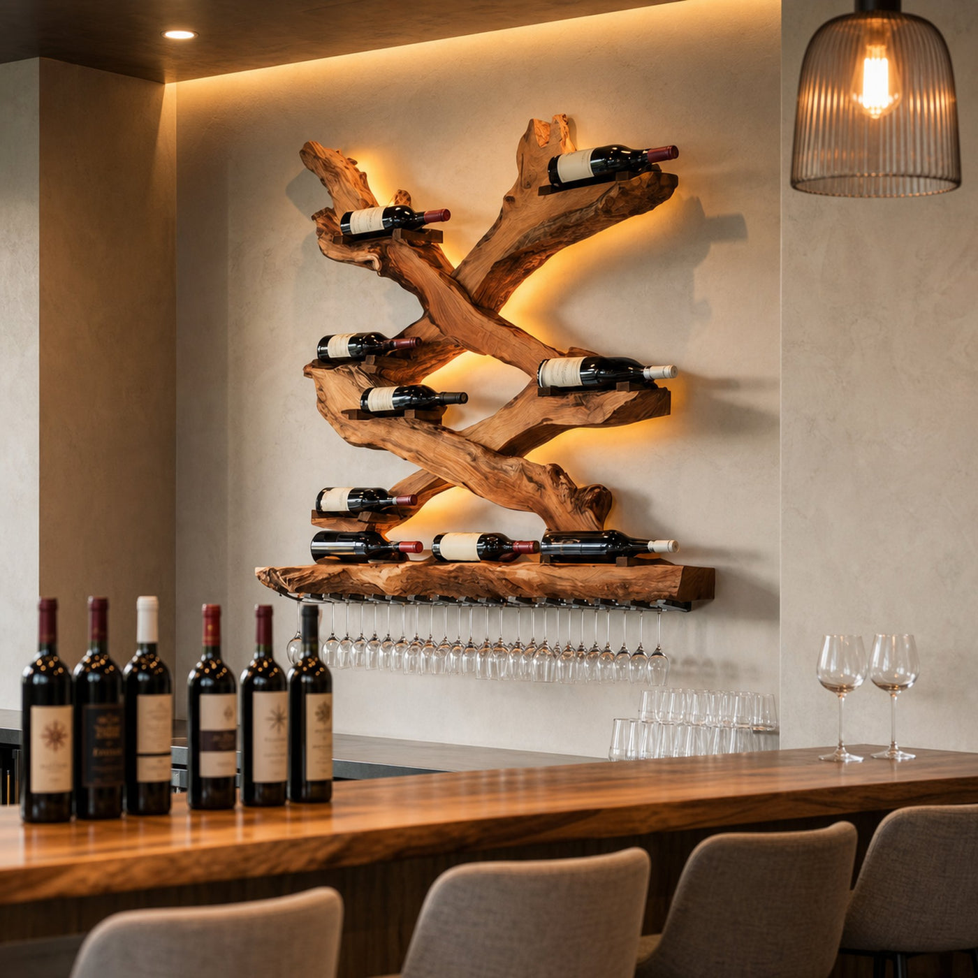 Mid Century Wine Rack For Living Room Bottle Display - product view 6