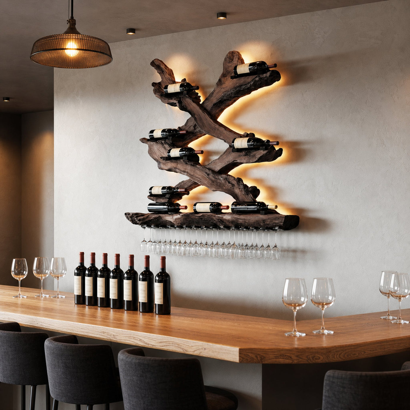 Mid Century Wine Rack For Living Room Bottle Display - product view 7