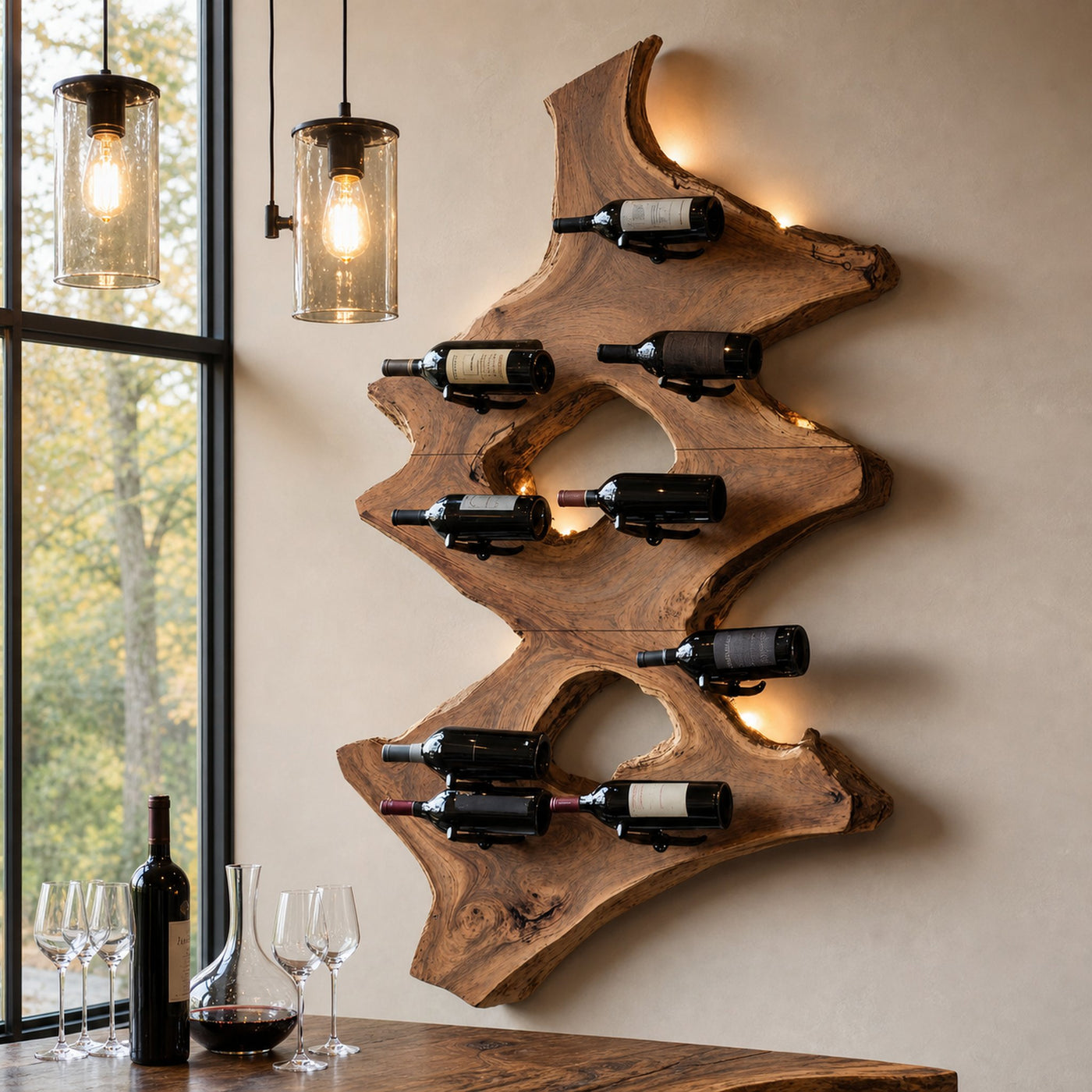 Mid Century Wine Stand For Kitchen Home Bar Display
