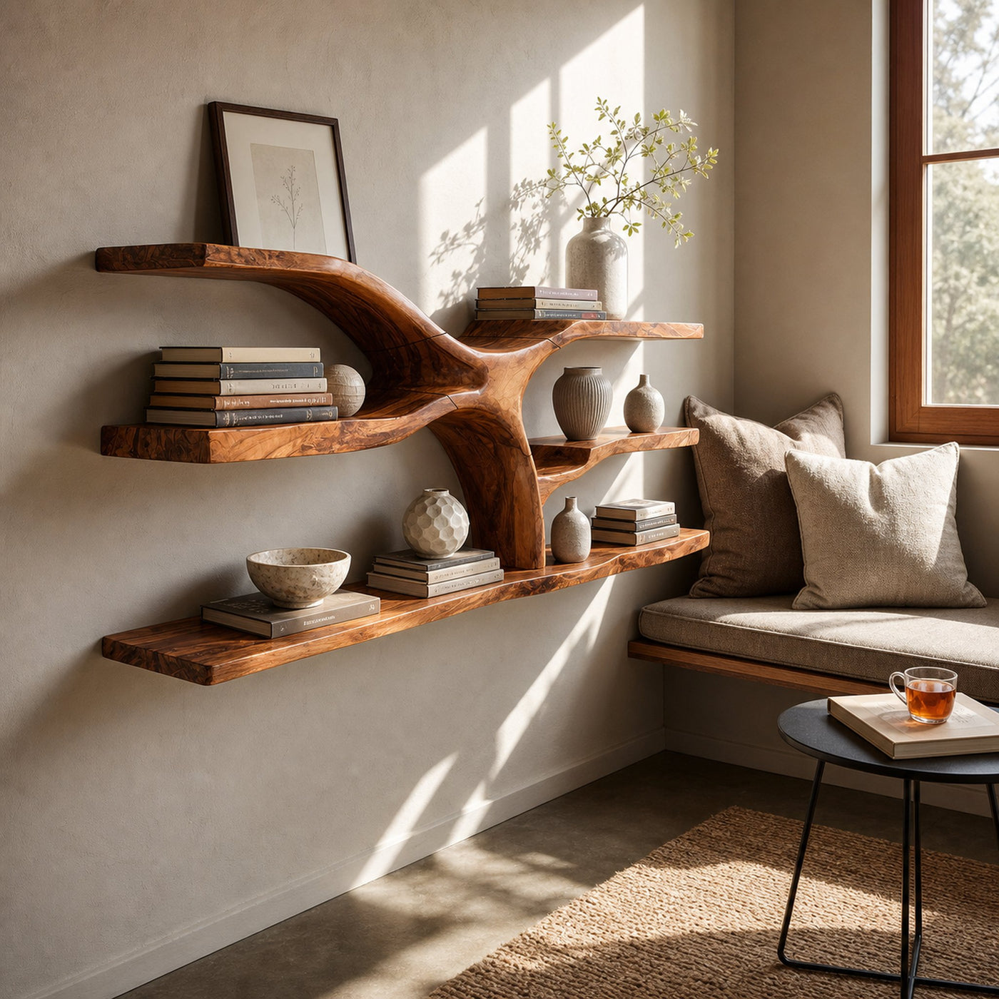 Mid Century Wooden Wall Mounted Bookshelf For Office Library - product view 6