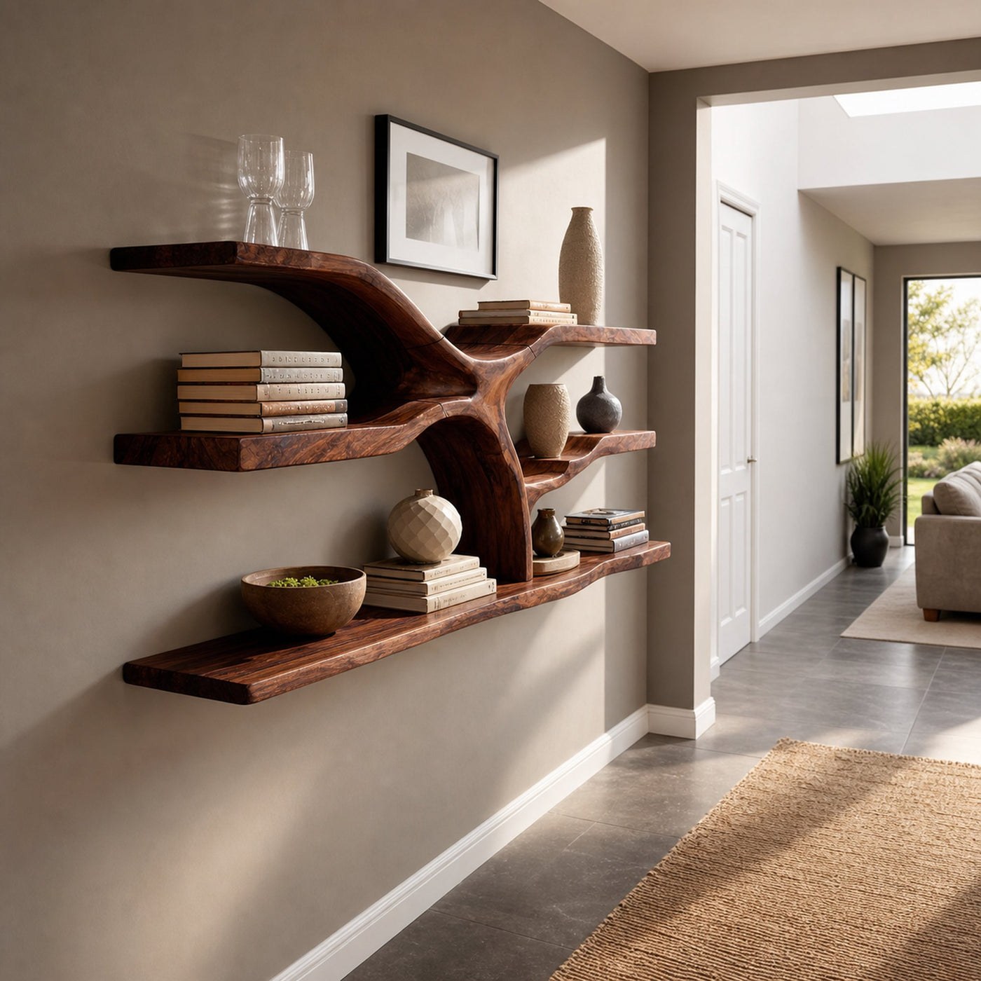 Mid Century Wooden Wall Mounted Bookshelf For Office Library - product view 7