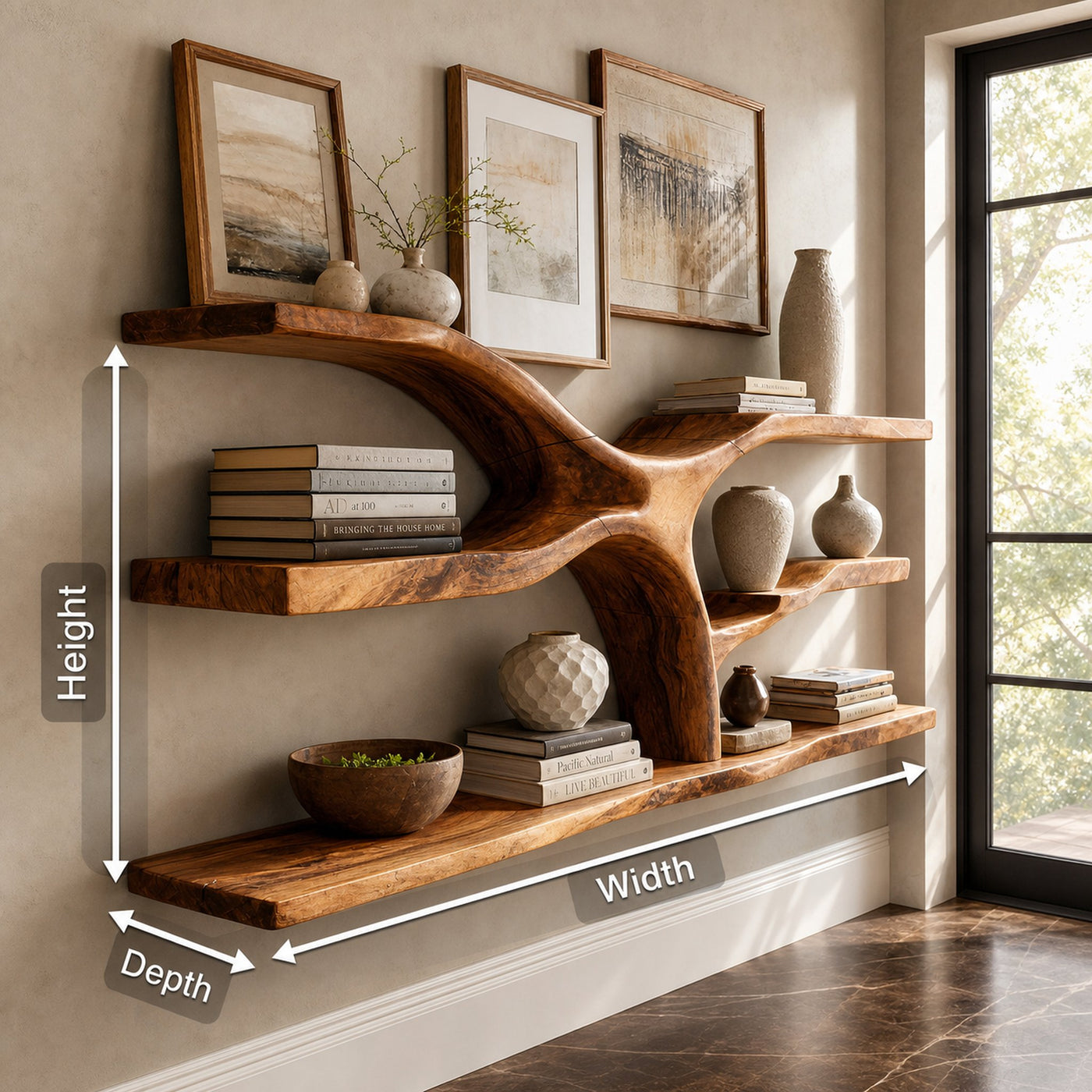 Mid Century Wooden Wall Mounted Bookshelf For Office Library - product view 8