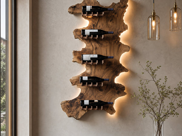 Mid Century Wooden Wine Rack For Bar Decor And Wine Storage