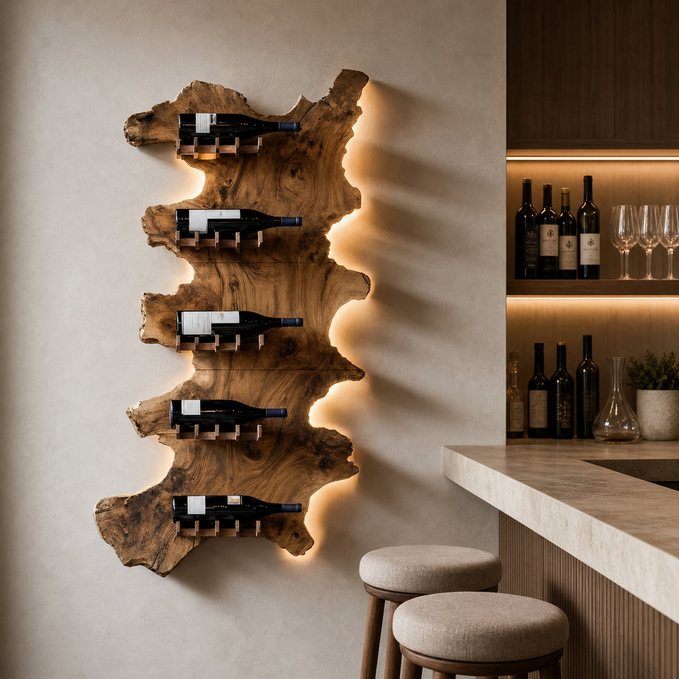 Mid Century Wooden Wine Rack For Bar Decor And Wine Storage - product view 6