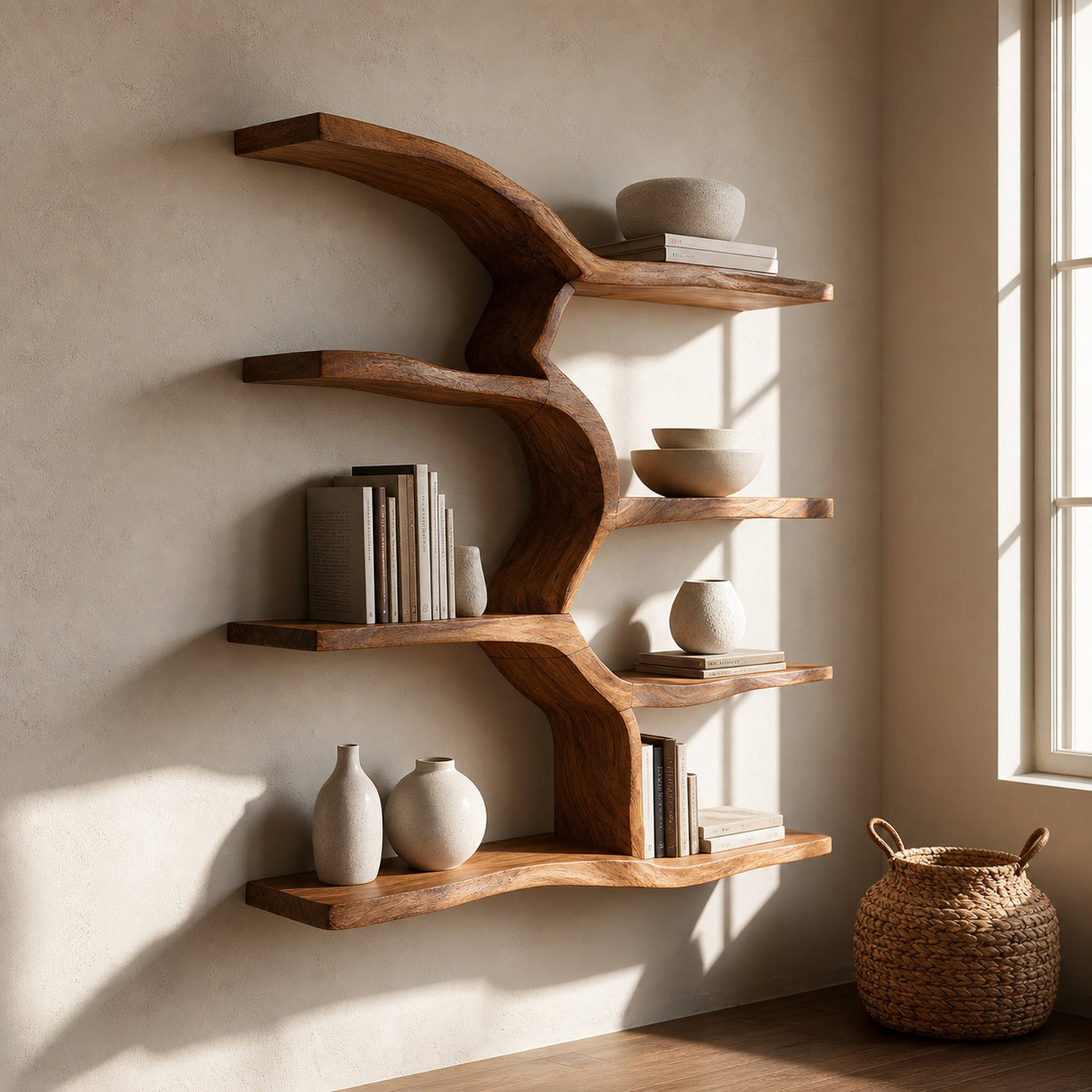 Minimalist Live Edge Floating Shelf For Living Room Display
