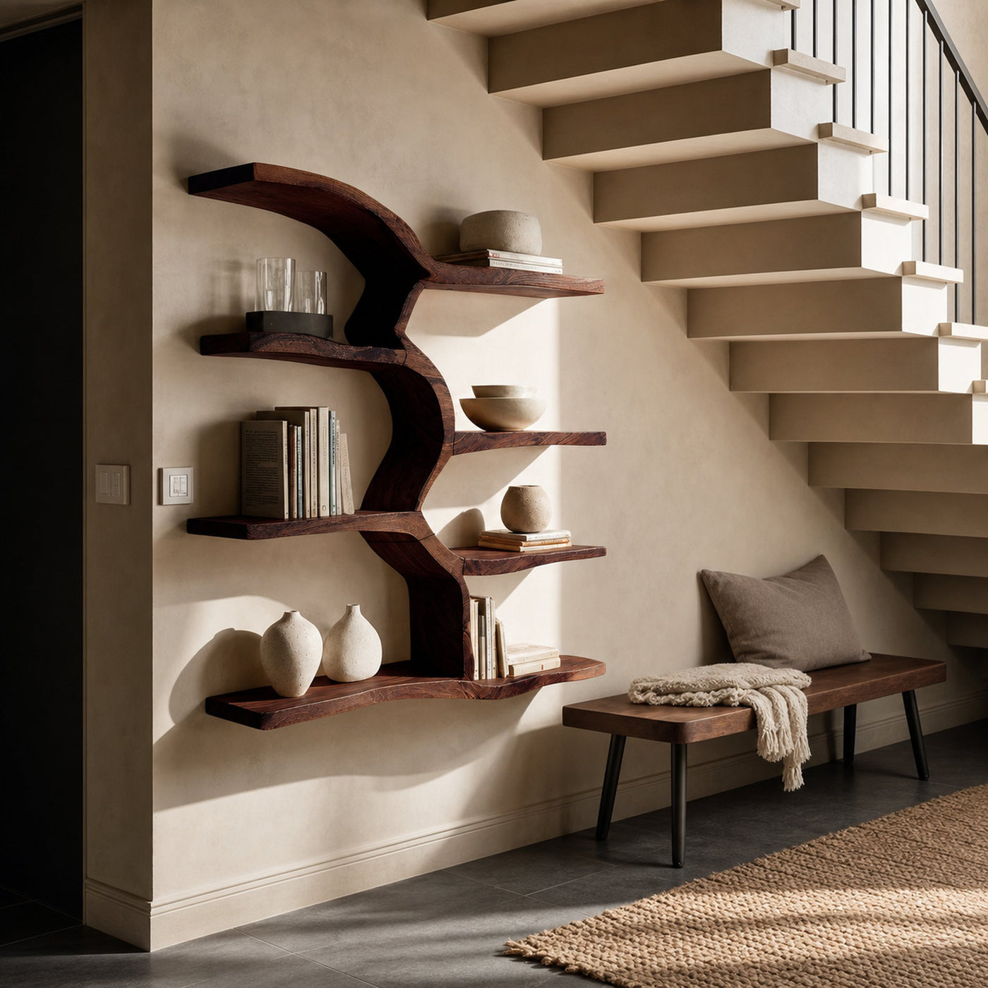 Minimalist Live Edge Floating Shelf For Living Room Display - product view 7