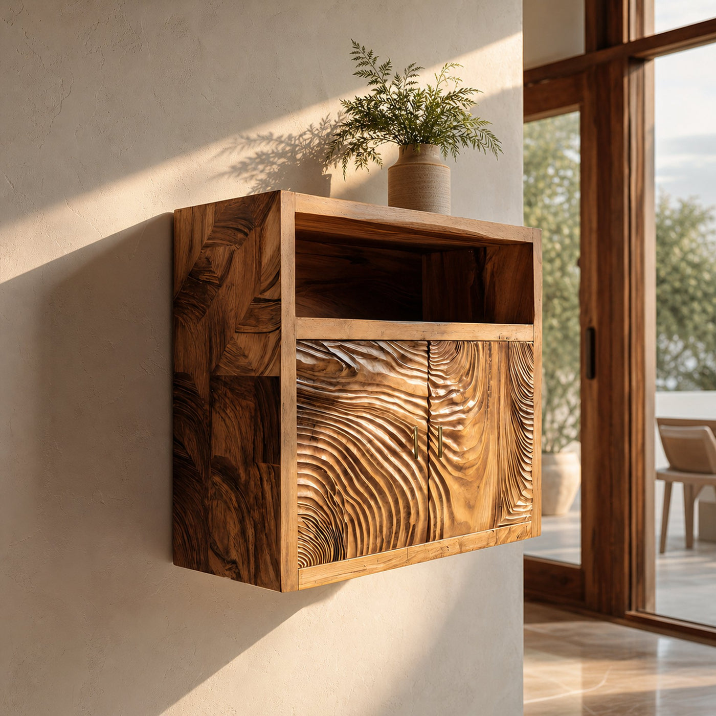Minimalist Natural Wood Kitchen Wall Storage Shelf For Pantry