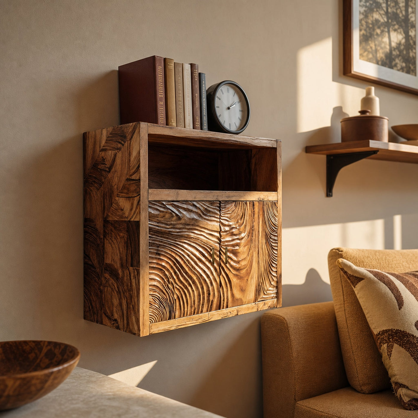 Minimalist Natural Wood Kitchen Wall Storage Shelf For Pantry - product view 6