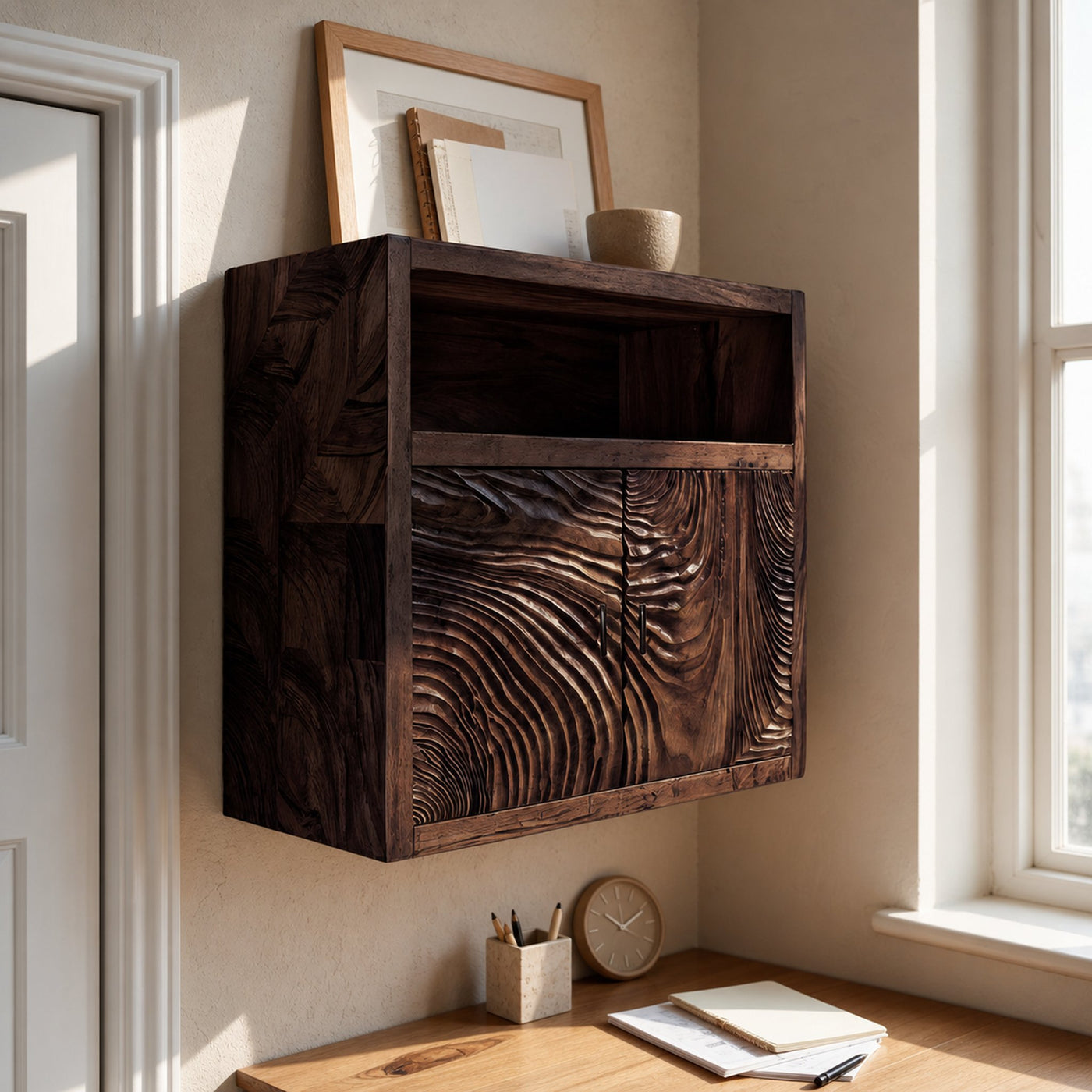 Minimalist Natural Wood Kitchen Wall Storage Shelf For Pantry - product view 7