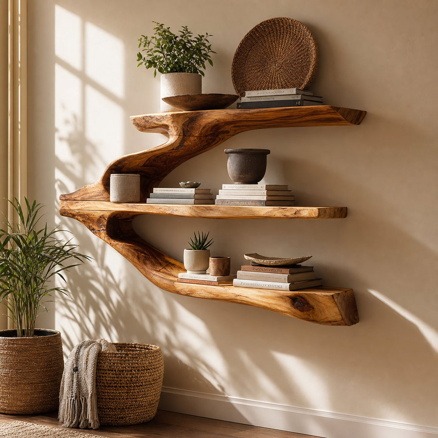 Minimalist Wooden Entryway Display Shelf For Hallway Organizer