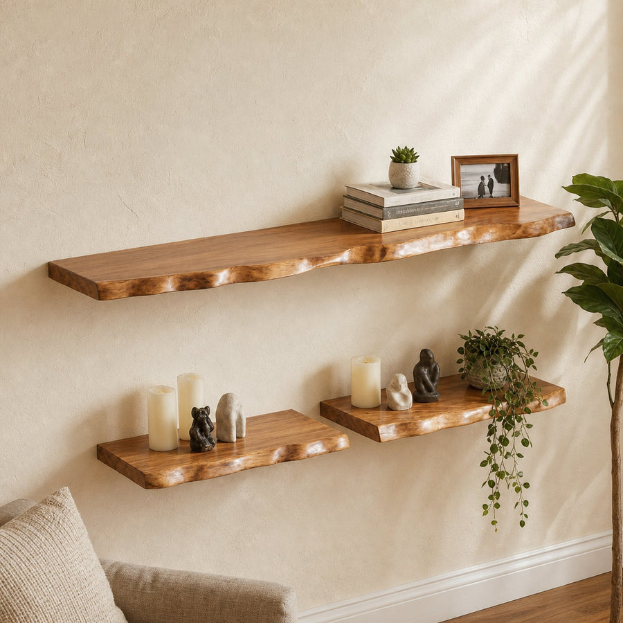 Minimalist Wooden Floating Shelves For Living Room Wall Storage And Home Decor