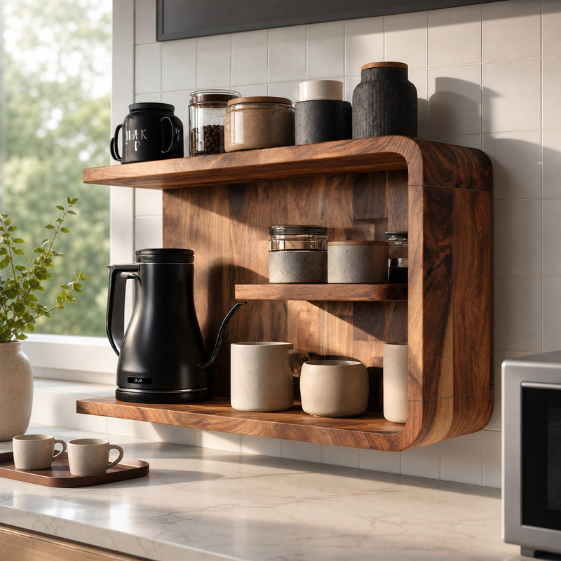 Driftstone Vale Solid Wood Wall Shelf with Rounded Frame