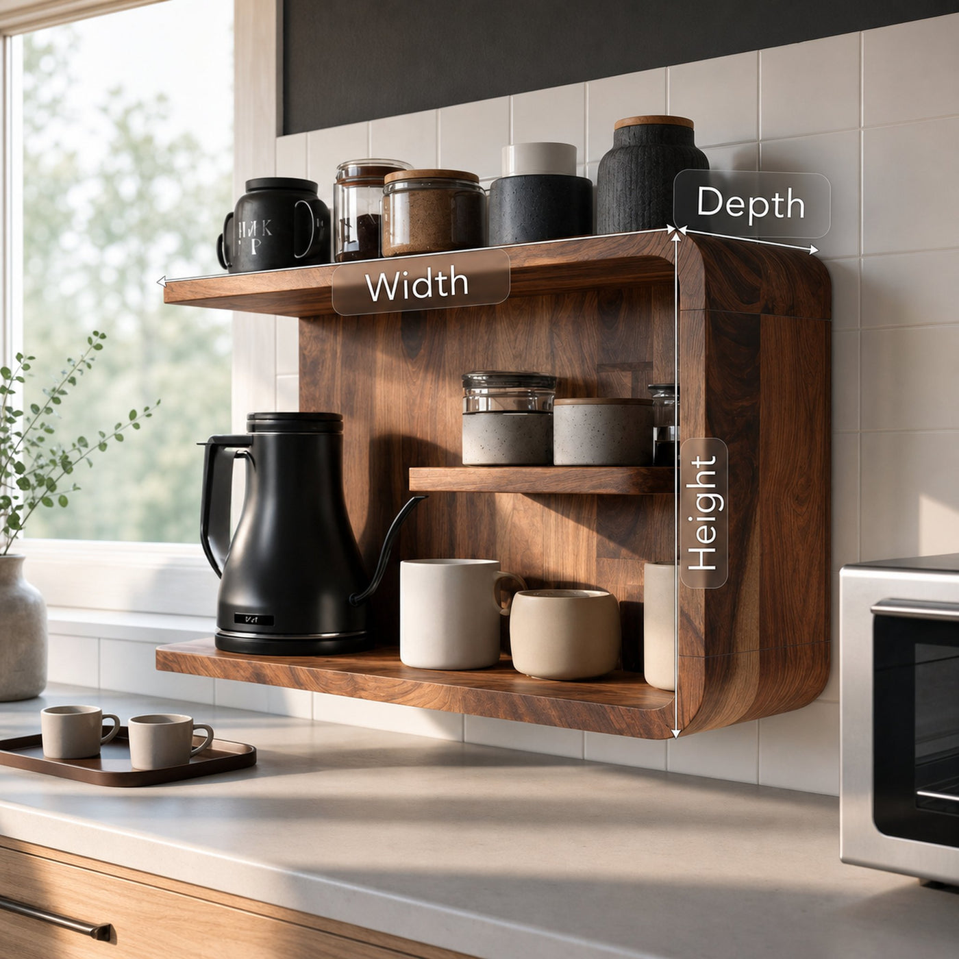 Minimalist Wooden Shelf With Hooks For Pantry Organization - product view 7