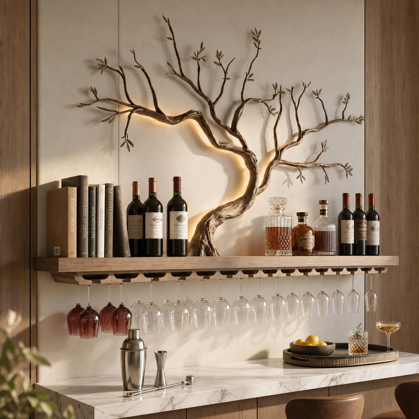 Minimalist Wooden Wine Rack Wall Mounted Shelf For Kitchen Dining Room Bar
