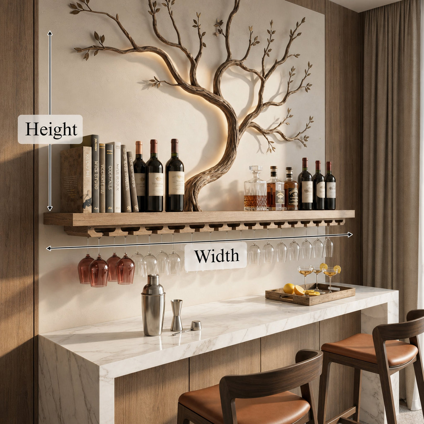 Minimalist Wooden Wine Rack Wall Mounted Shelf For Kitchen Dining Room Bar - product view 6