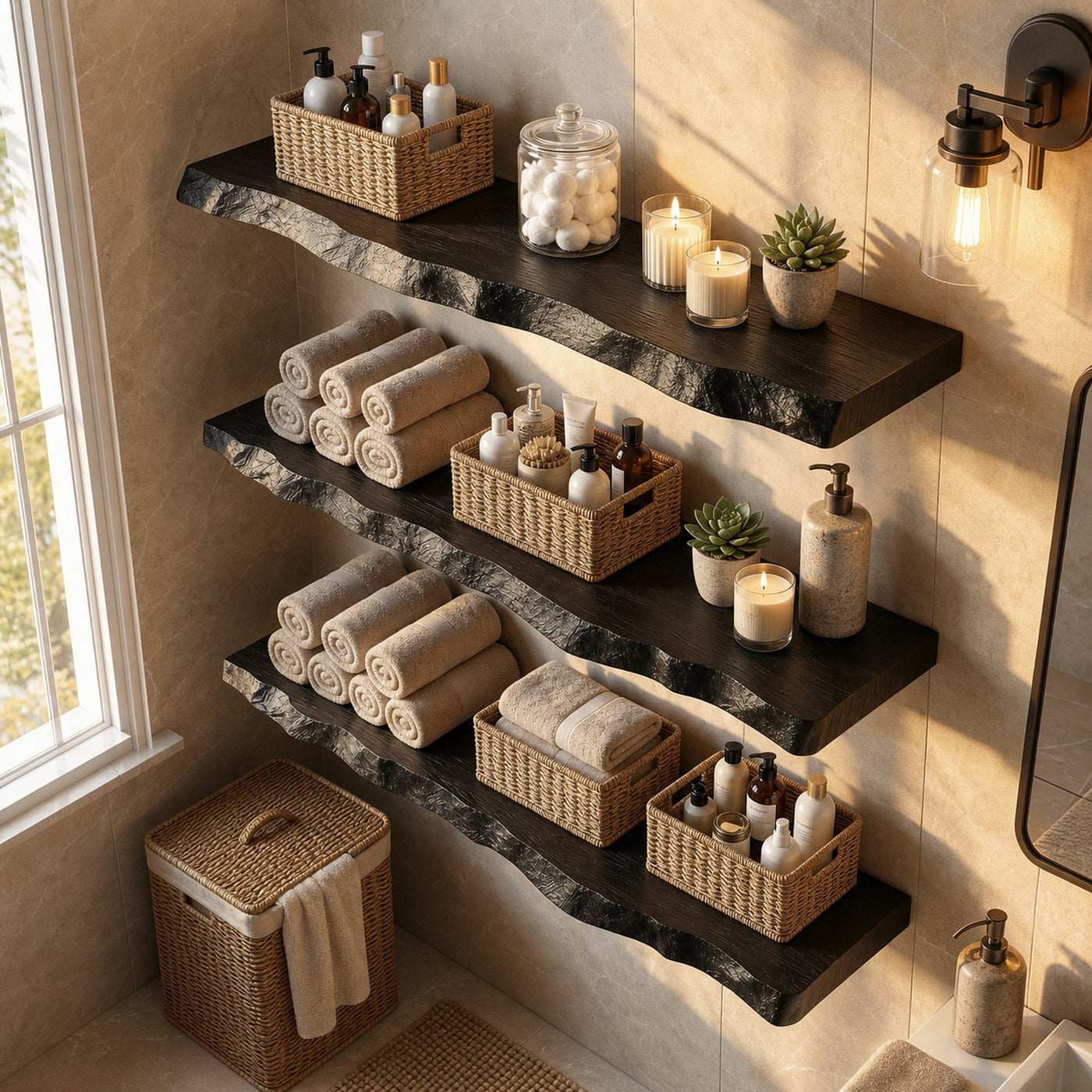 Moder Floating Bathroom Shelves Wall Mounted Storage