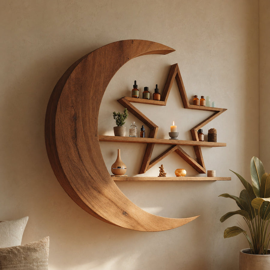 Modern Celestial Wall Shelf For Living Room Accent