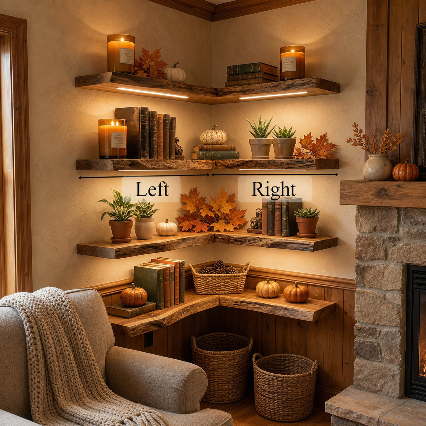 Modern Cozy Corner Floating Wall Shelves Solid Wood Reading Nook Display - product view 7