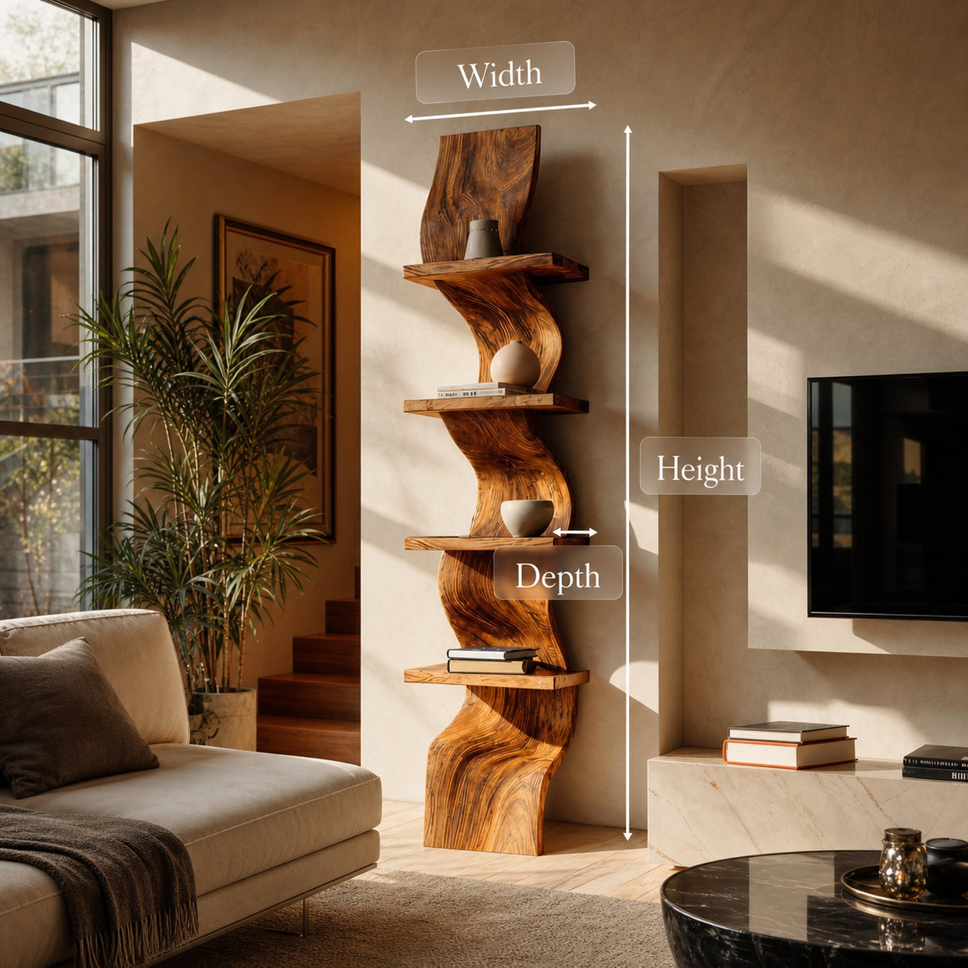 Modern Curved Floating Shelf For Statement Living Room - product view 6