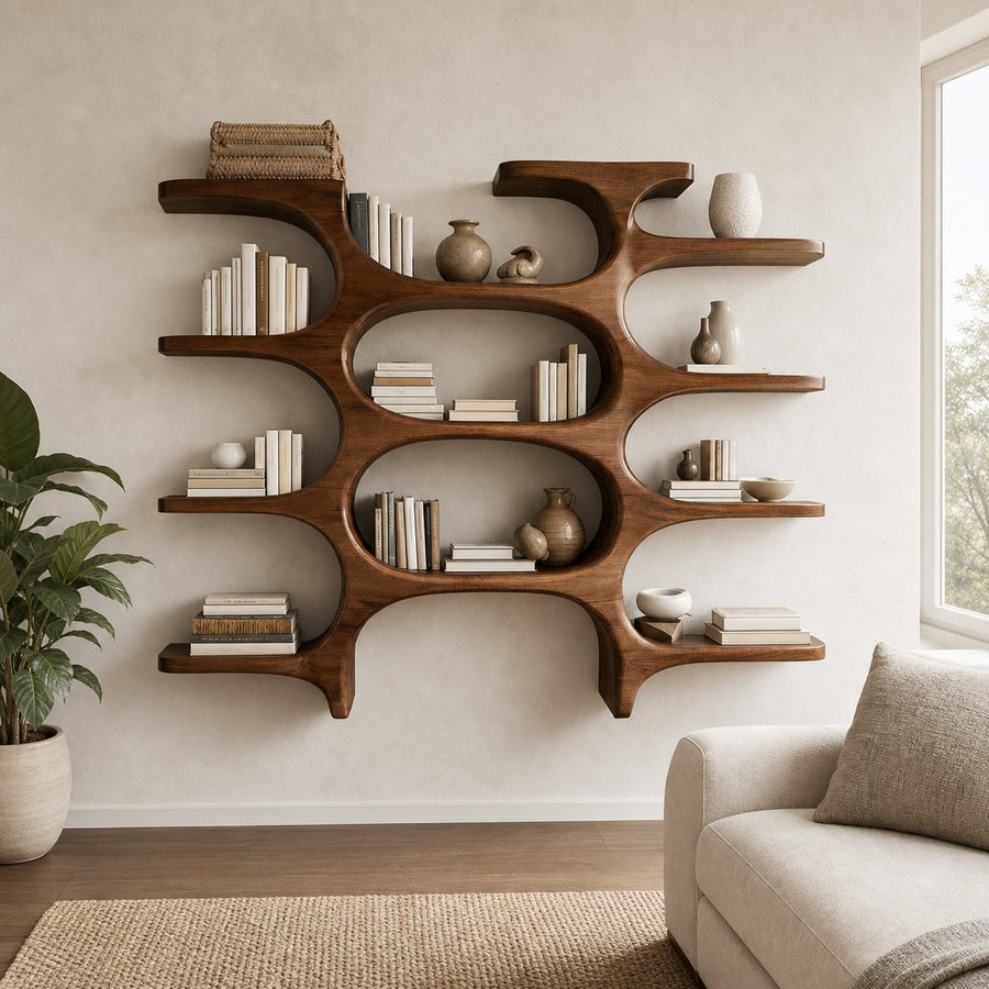 Modern Farmhouse Wooden Wall Shelf For Cozy Living Room