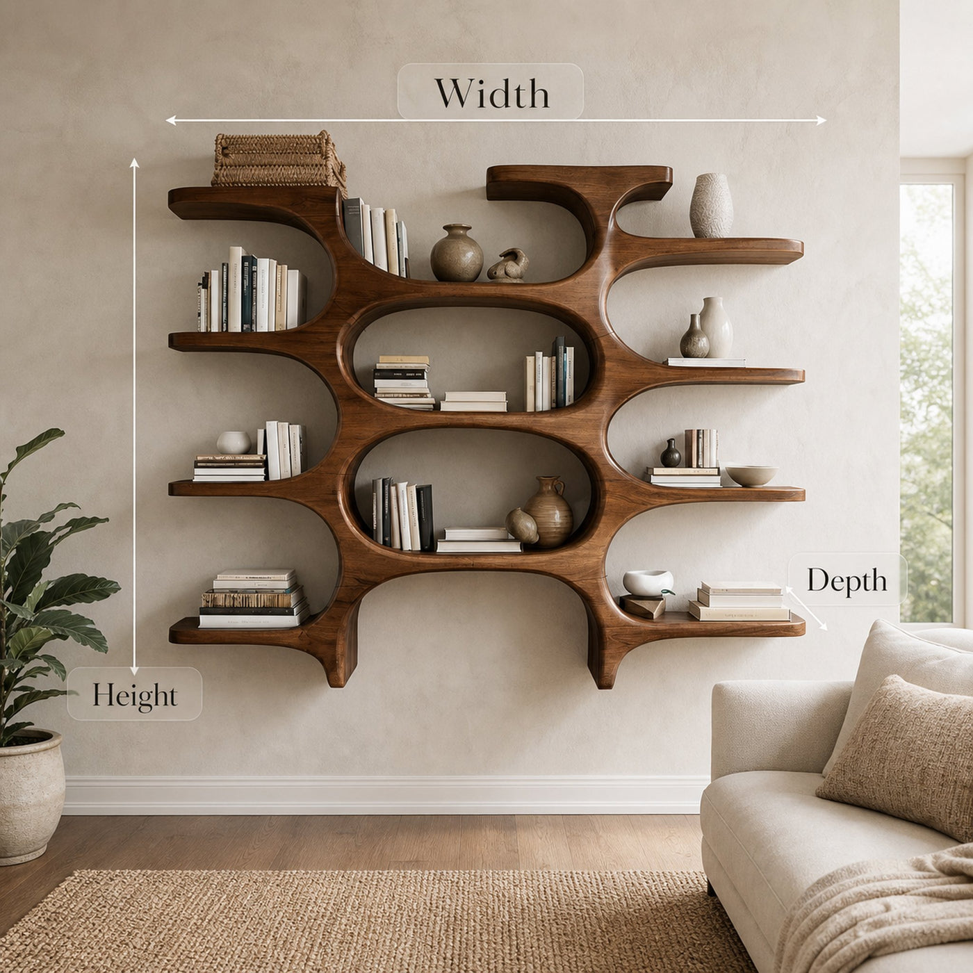 Modern Farmhouse Wooden Wall Shelf For Cozy Living Room - product view 7