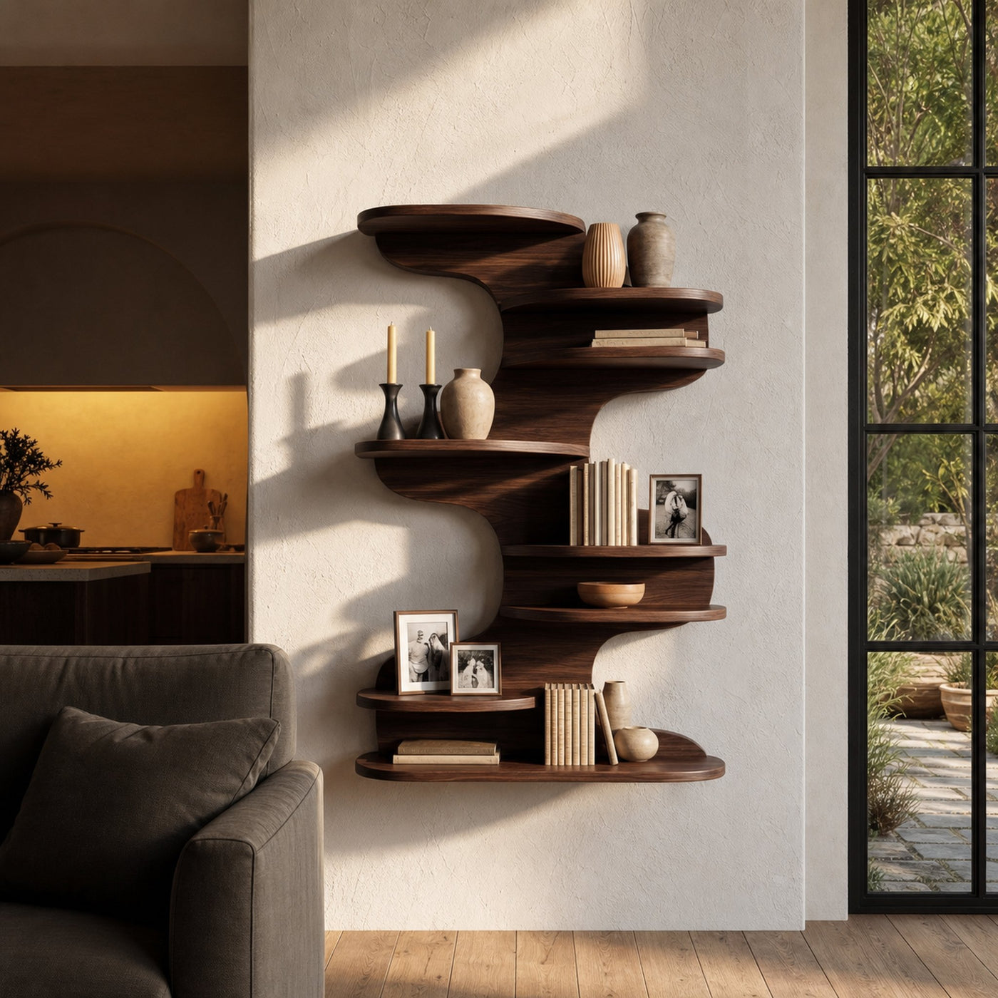 Modern Floating Shelf With Nature Inspired Tree Branch Form For Living Room - product view 7