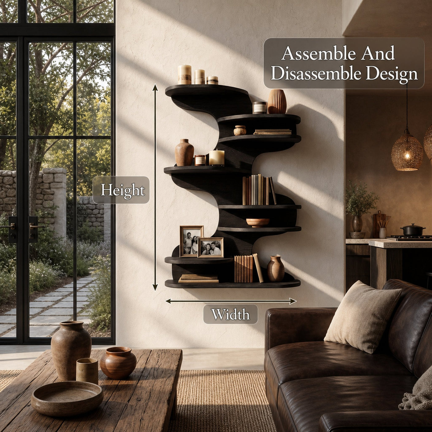 Modern Floating Shelf With Nature Inspired Tree Branch Form For Living Room - product view 8