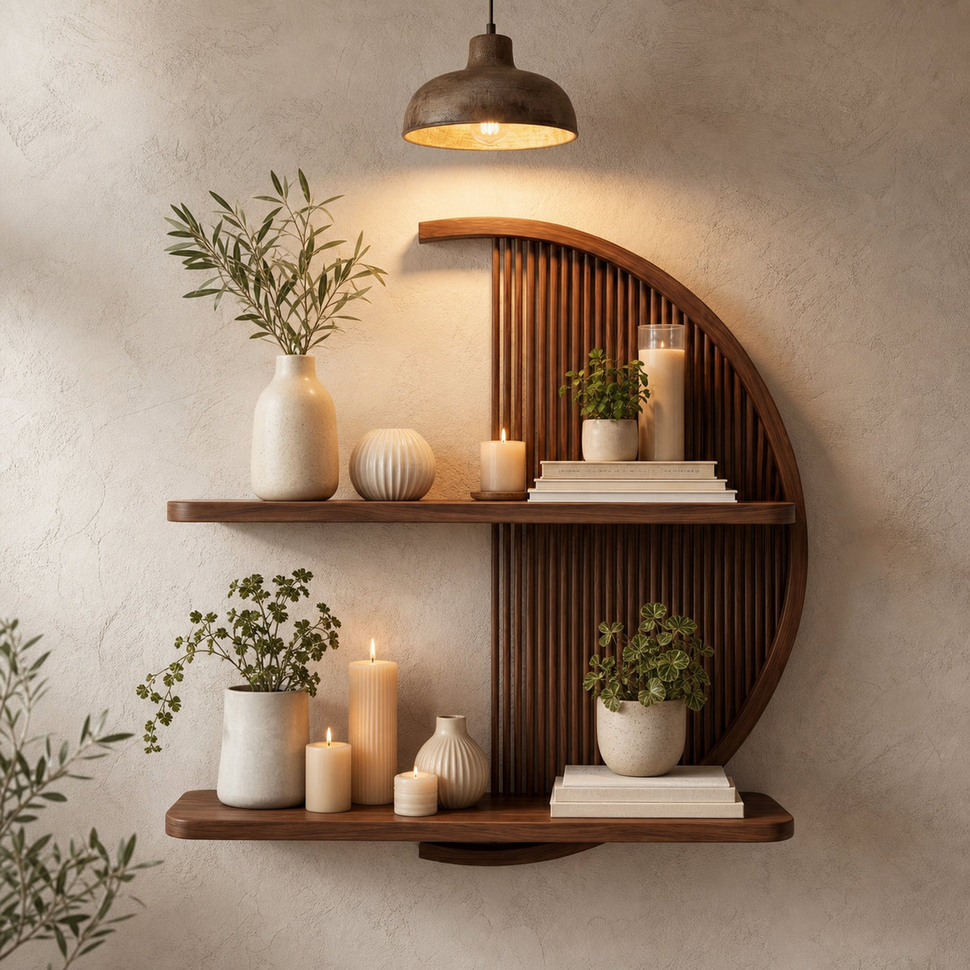Modern Half-Round Wooden Floating Shelf Wall Decor For Living Room - product view 6