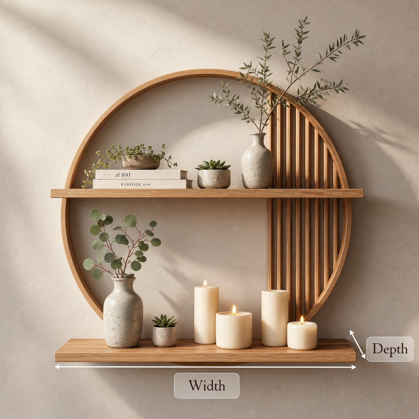 Modern Half-Round Wooden Floating Shelf Wall Decor For Living Room - product view 8