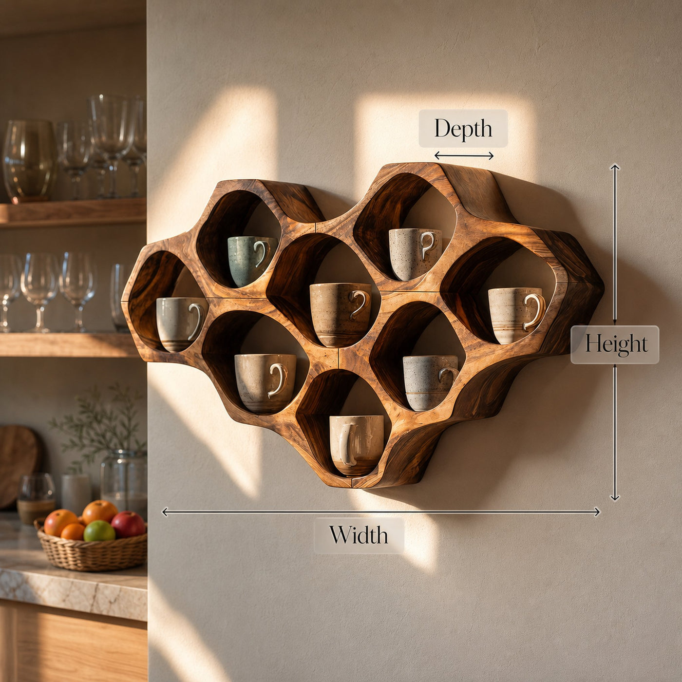 Modern Honeycomb Wood Shelf For Pantry Organization - product view 7