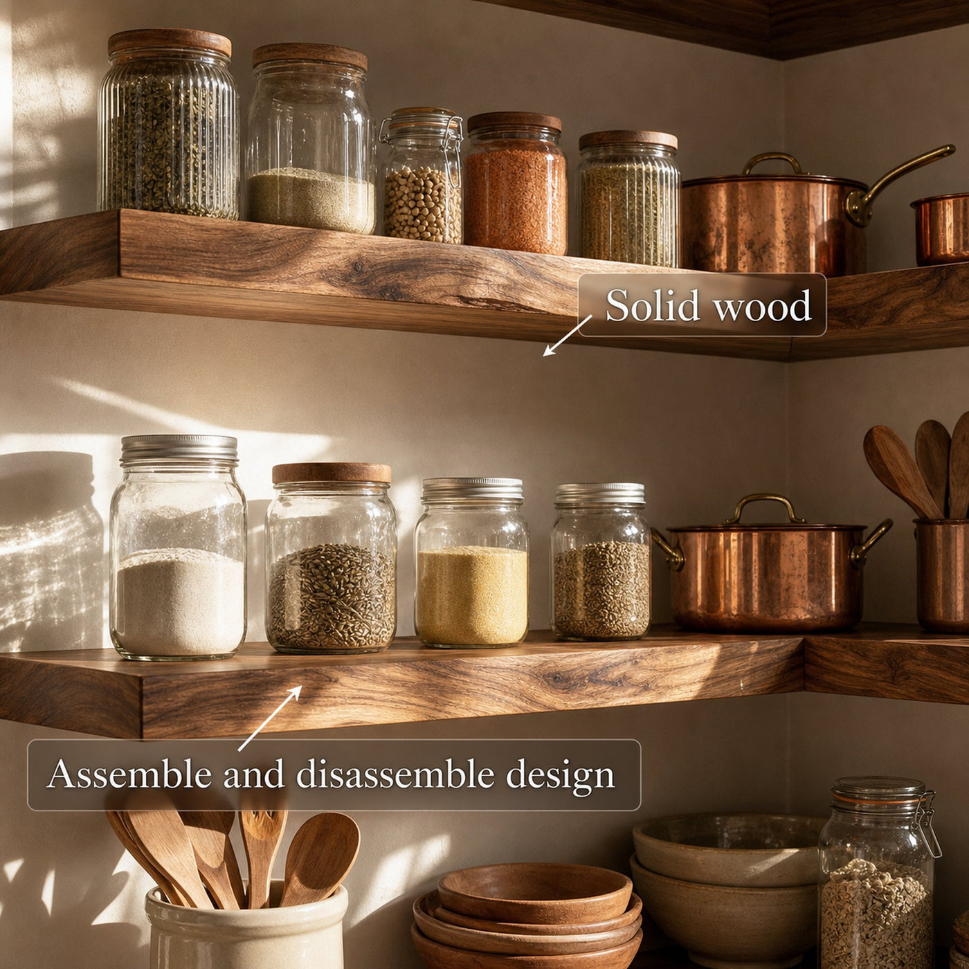 Modern L Shape Floating Kitchen Shelves Corner Wall Storage Display - product view 6