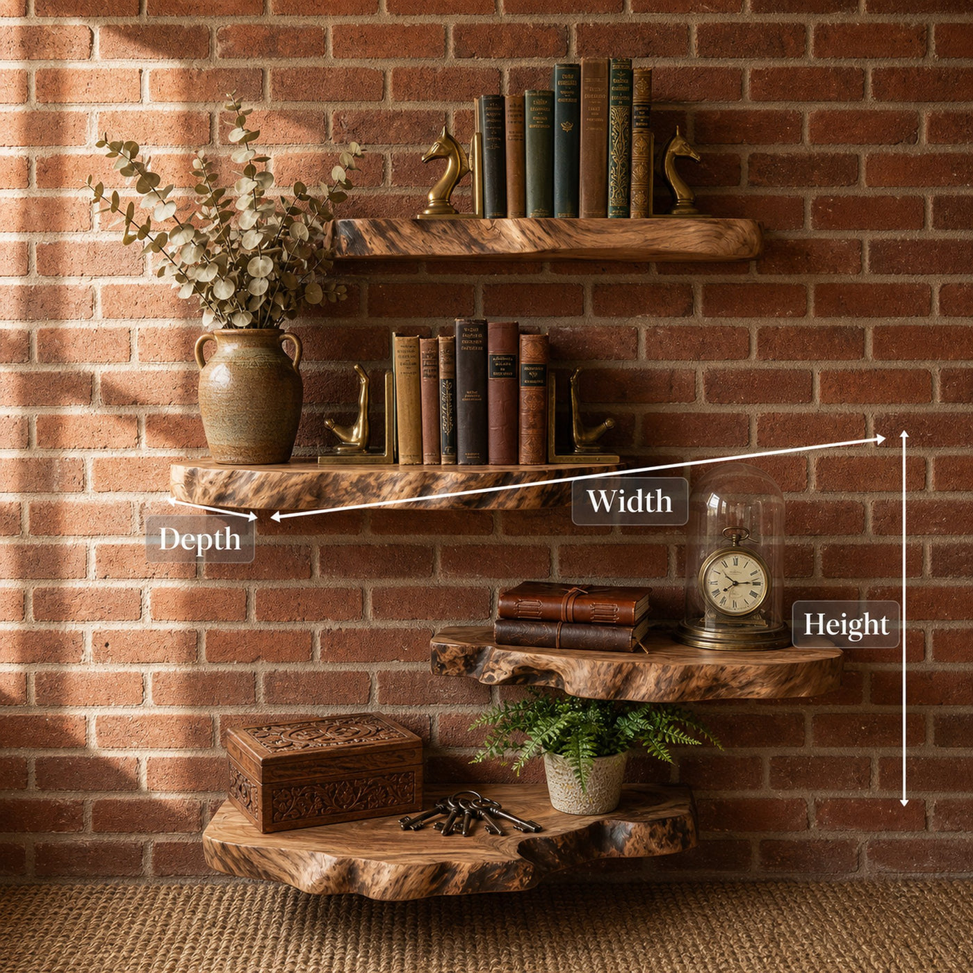 Modern Live Edge Corner Floating Shelves Solid Wood Rustic Wall Display - product view 7