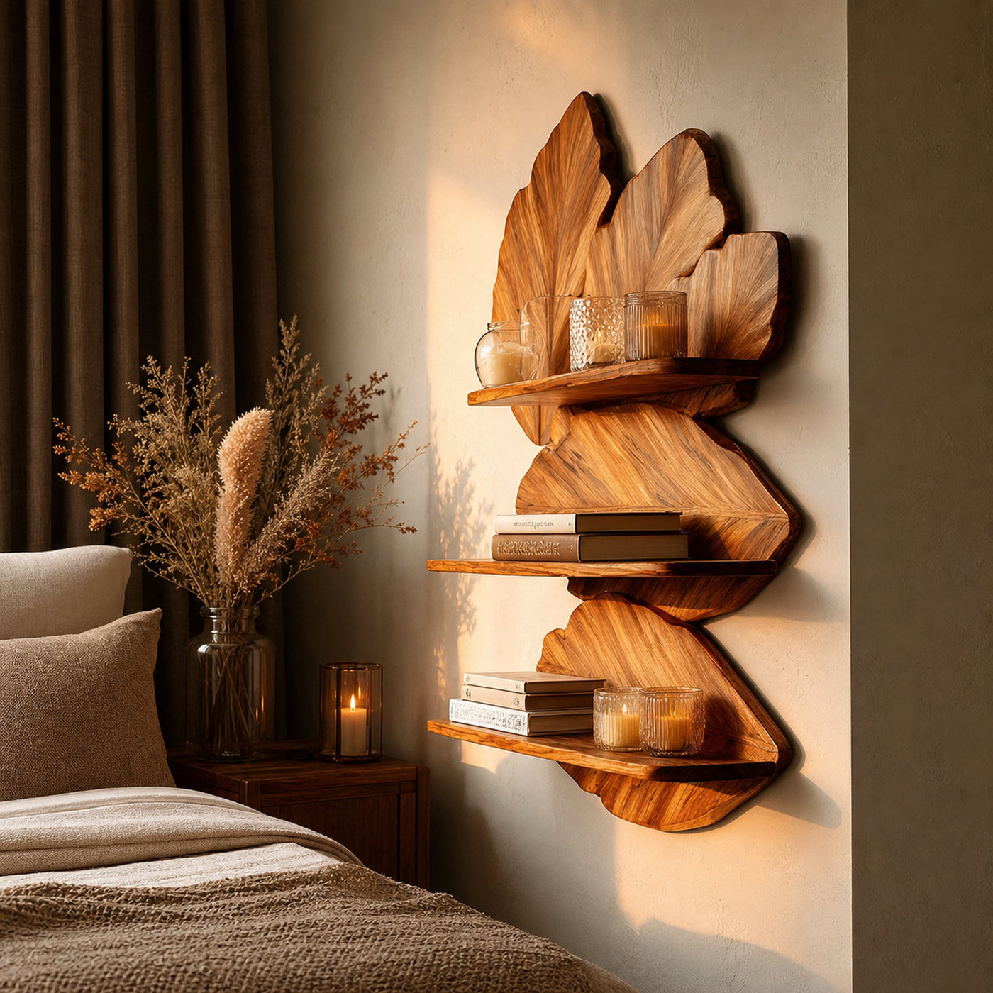 Modern Live Edge Floating Shelf For Bedroom Wall Decor Storage
