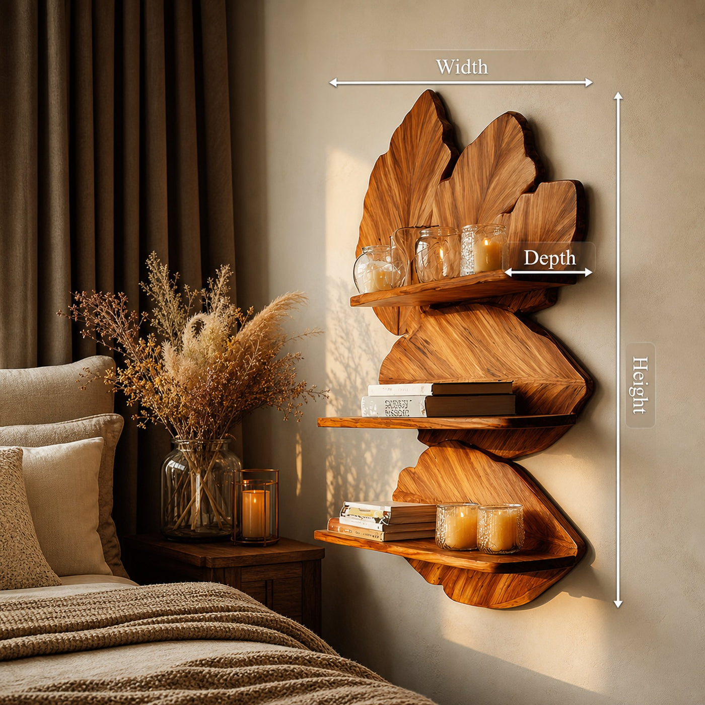 Modern Live Edge Floating Shelf For Bedroom Wall Decor Storage - product view 8