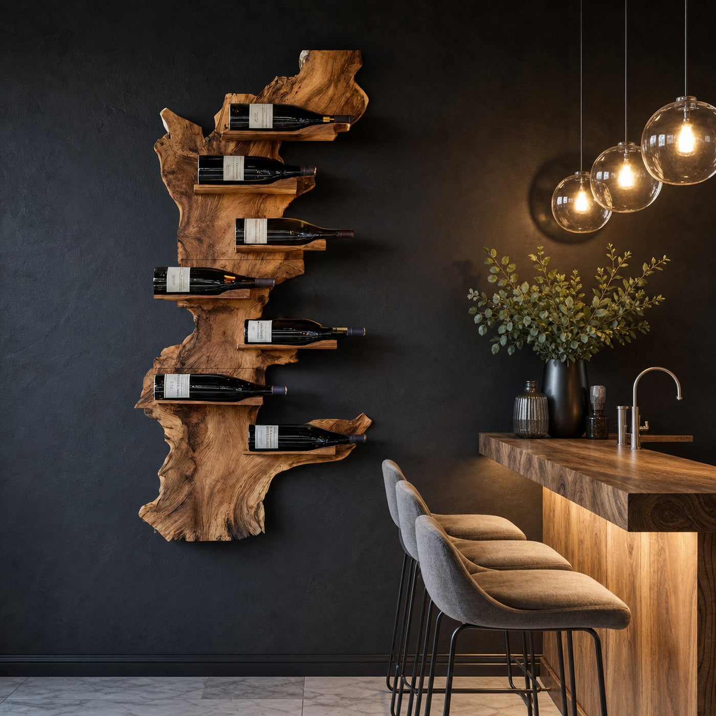 Modern Live Edge Wine Holder For Living Room Furniture Decor - product view 6