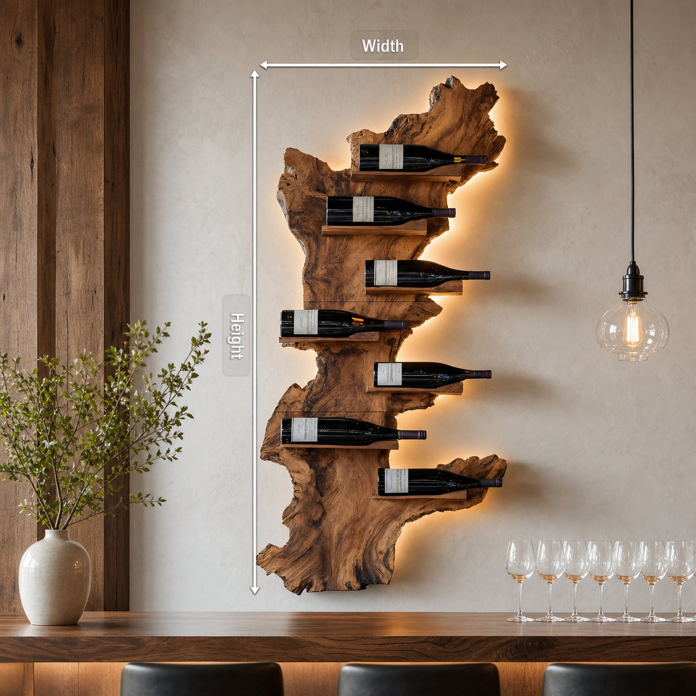 Modern Live Edge Wine Holder For Living Room Furniture Decor - product view 8