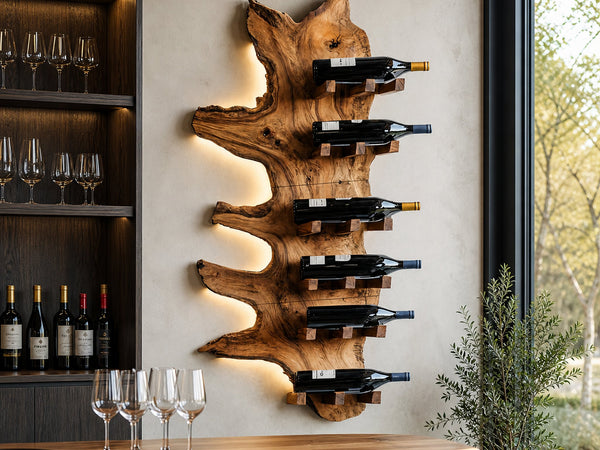 Riverline Northwind Live Edge Wall-Mounted Wine Rack
