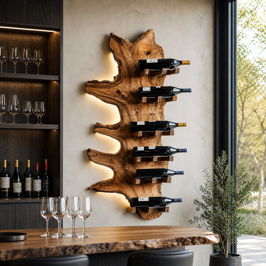 Modern Live Edge Wine Rack For Furniture Decor And Wine Shelf